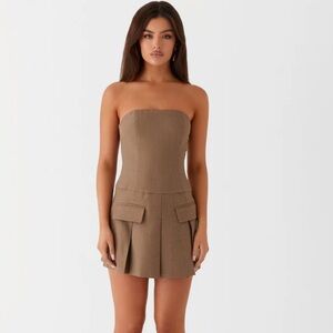 Peppermayo - The Deal-Breaker Mini Dress - Brown Beige